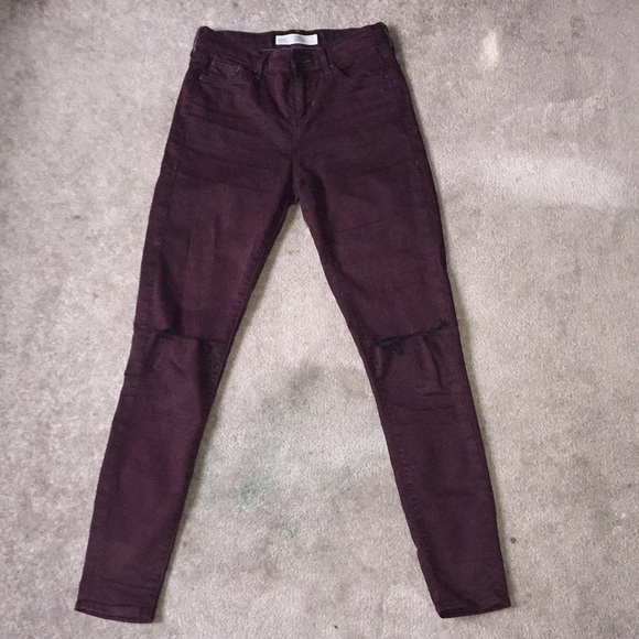 ripped burgundy jeans